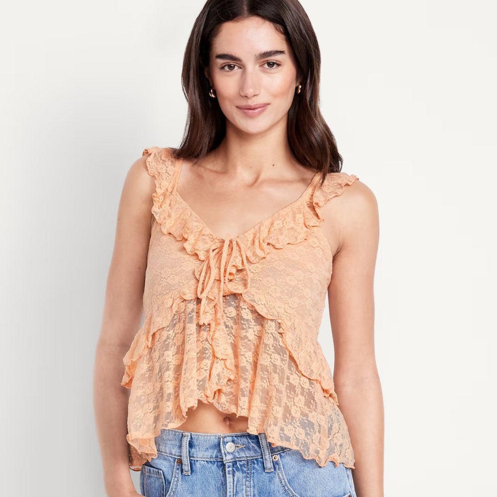 Old Navy Orange Sleeveless Ruffled Blouse